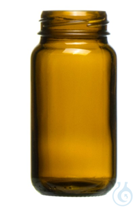 Pharma-Weithalsgl&auml;ser, braun, Vol. 125 ml, rund ohne Deckel, Gewinde 43 mm...